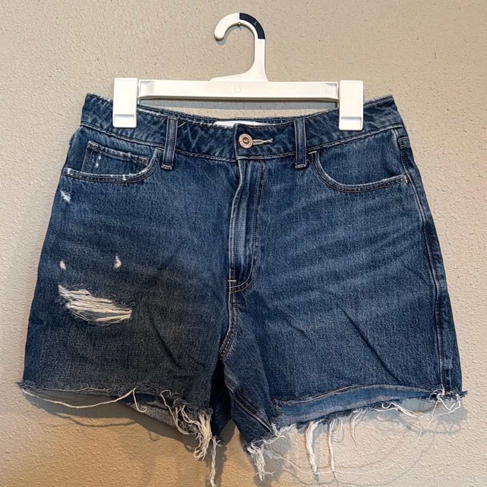 Hollister Dark Blue Distressed Jean Shorts